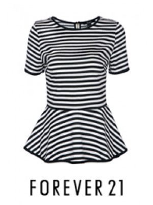 KRC007*Forever 21 Striped Top (Black)
